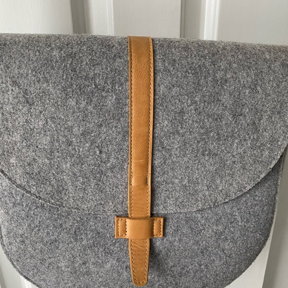 Hearth and Hand crossbody bag. Grey fabric. Pinstripe lining. - Picture 2 of 3
